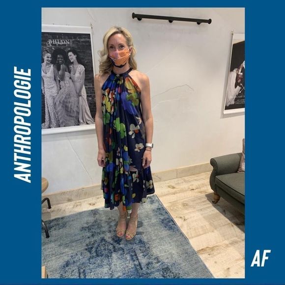 ANTHROPOLOGIE BY WHIT TWO FLORAL HALTER MIDI DRESS NEW NWT XS - Picture 2 of 14